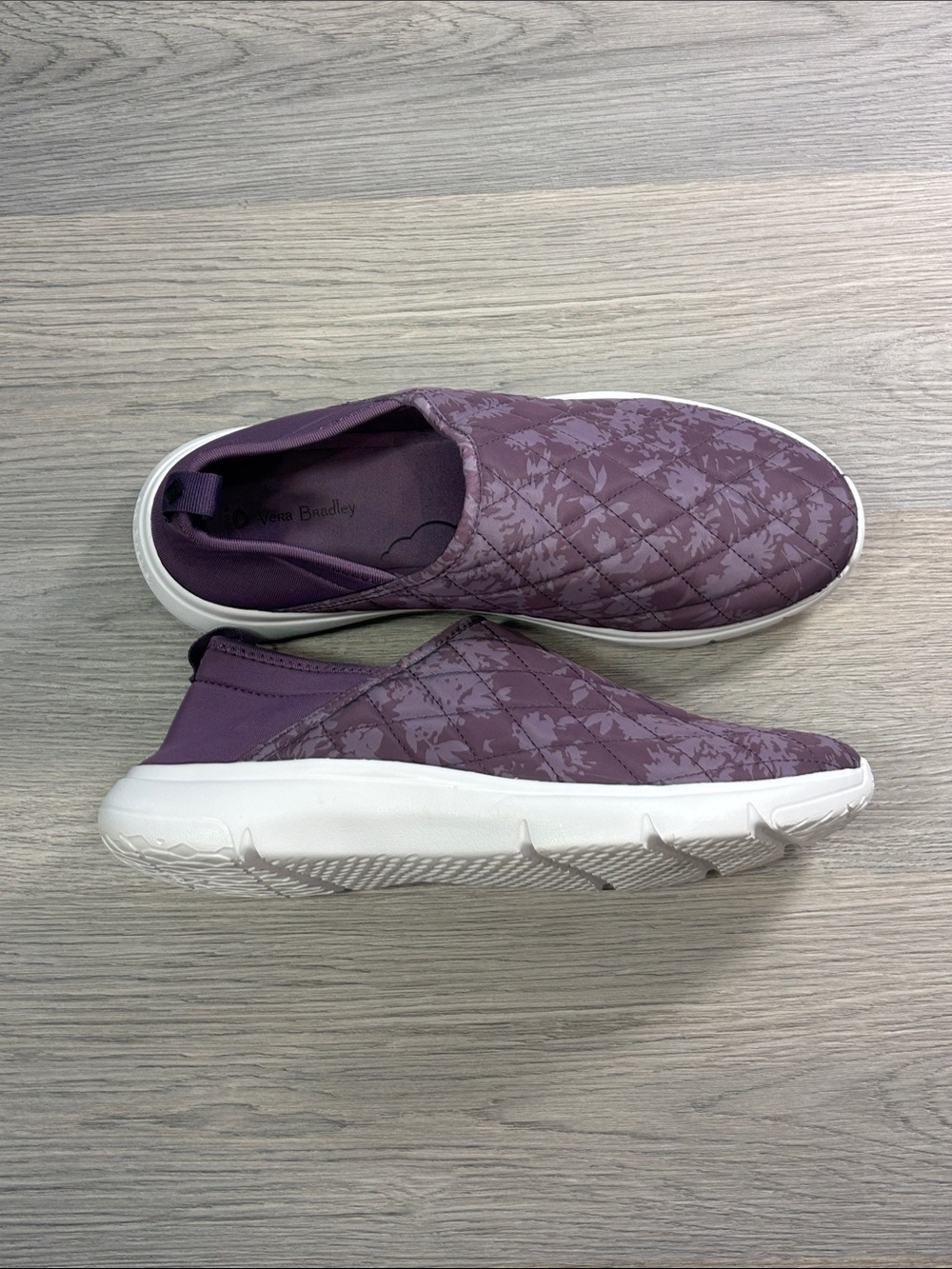 Vera Bradley VB Cloud Slip-on Purple Tonal Chrysanthemums Quilted Shoes - 11